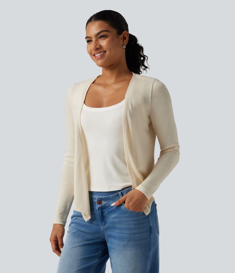 Open Front Long Sleeve Casual Cardigan