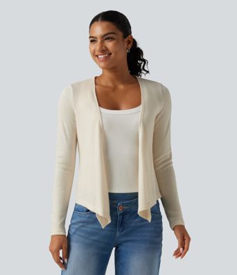Open Front Long Sleeve Casual Cardigan