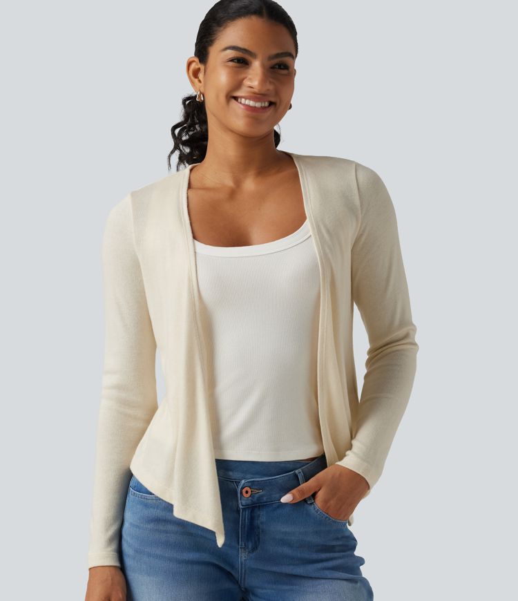 Open Front Long Sleeve Casual Cardigan