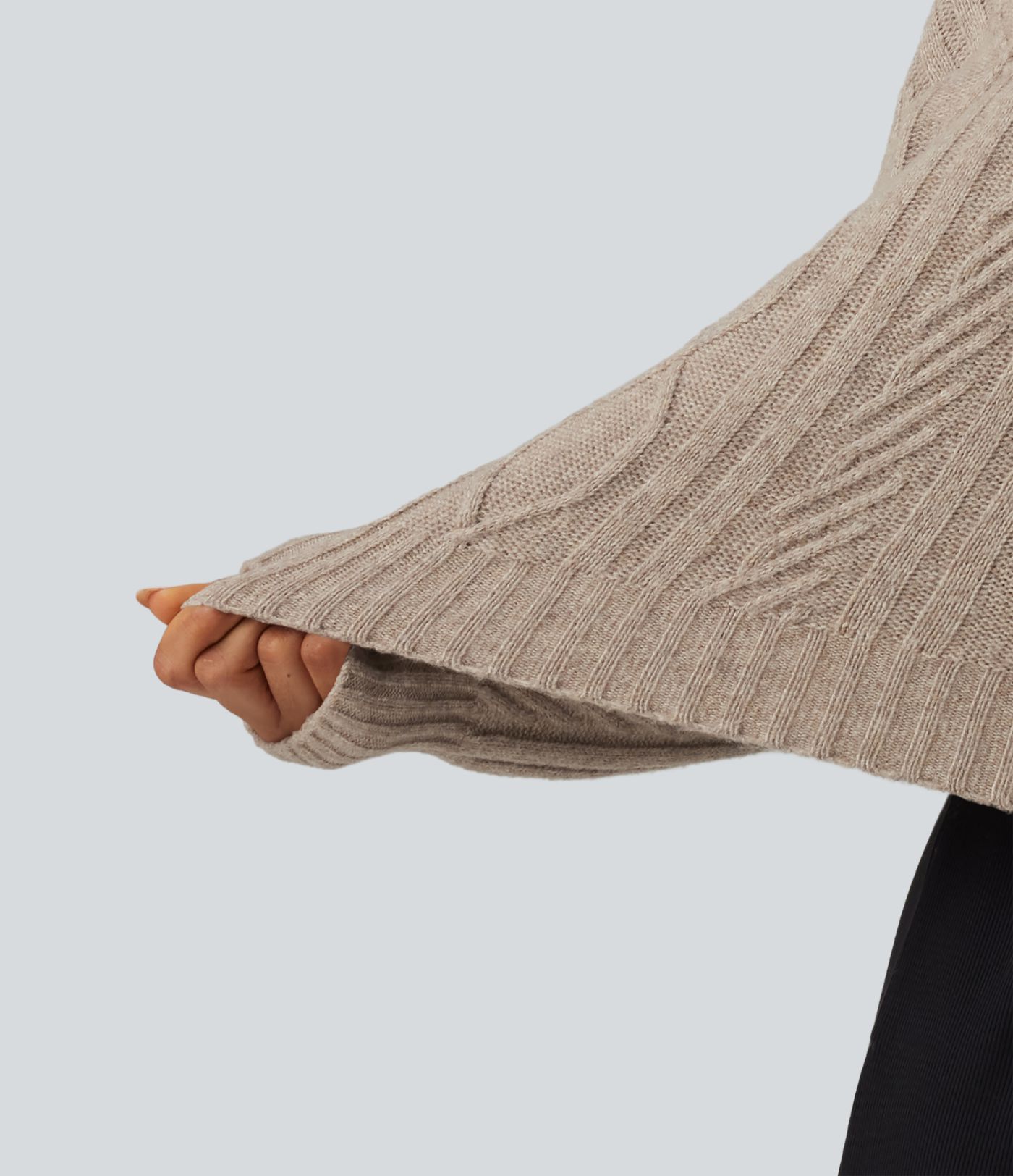 Cable Knit Hooded Long Sleeve Lounge Sweater