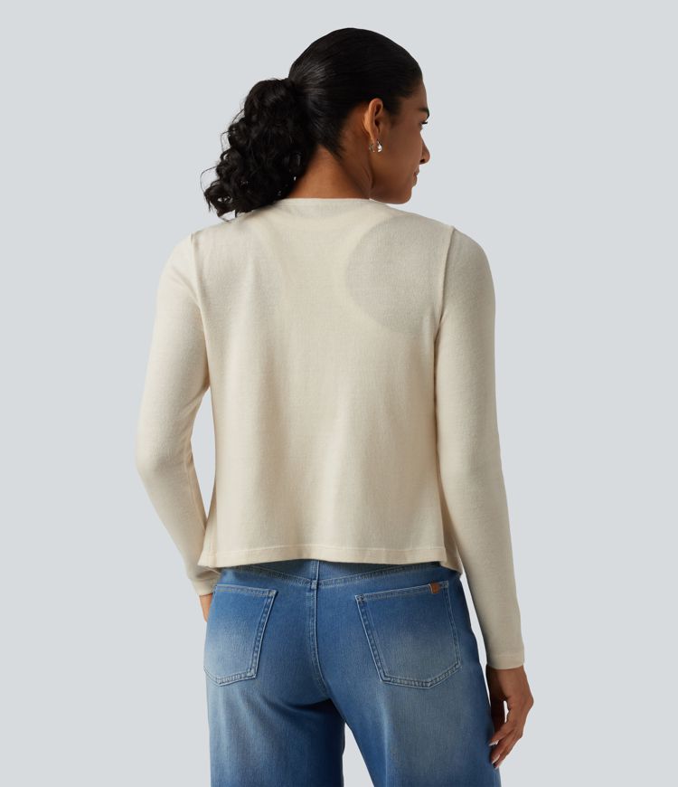 Open Front Long Sleeve Casual Cardigan