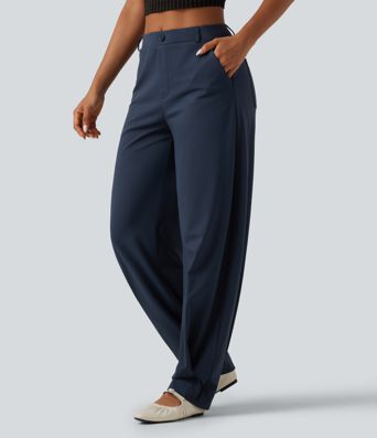 Halara Flex™ DayStretch Arbeitshosen mit mittlerer Bundhöhe, Barrel‑Leg und Taschen Halara Flex™ DayStretch Arbeitshosen mit mittlerer Bundhöhe, Barrel‑Leg und Taschen