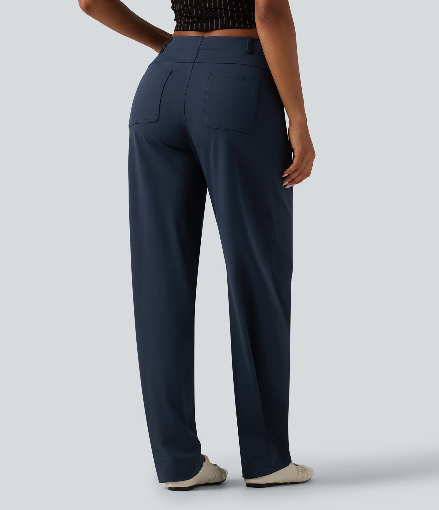 Halara Flex™ DayStretch Arbeitshosen mit mittlerer Bundhöhe, Barrel‑Leg und Taschen Halara Flex™ DayStretch Arbeitshosen mit mittlerer Bundhöhe, Barrel‑Leg und Taschen