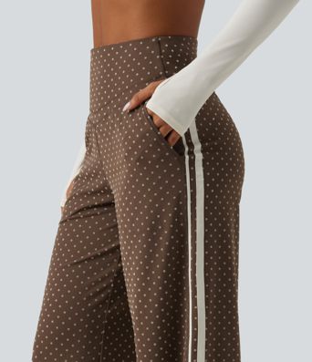 Halara UltraSculpt™ pantalones de yoga flocados de talle alto con control abdominal en forma de V, pierna recta, estampado de lunares y bolsillos Halara UltraSculpt™ pantalones de yoga flocados de talle alto con control abdominal en forma de V, pierna recta, estampado de lunares y bolsillos