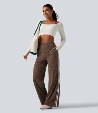 Halara UltraSculpt™ pantalones de yoga flocados de talle alto con control abdominal en forma de V, pierna recta, estampado de lunares y bolsillos Halara UltraSculpt™ pantalones de yoga flocados de talle alto con control abdominal en forma de V, pierna recta, estampado de lunares y bolsillos