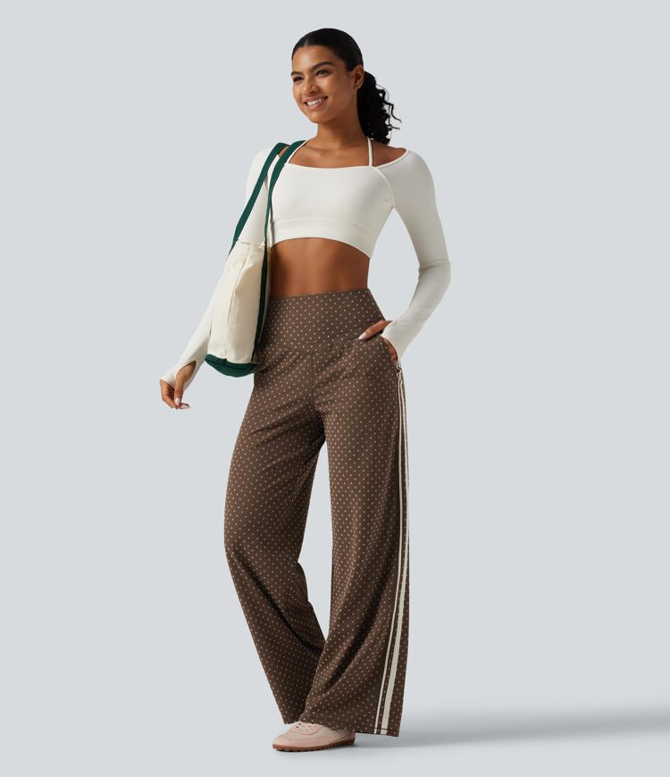 Halara UltraSculpt™ pantalones de yoga flocados de talle alto con control abdominal en forma de V, pierna recta, estampado de lunares y bolsillos Halara UltraSculpt™ pantalones de yoga flocados de talle alto con control abdominal en forma de V, pierna recta, estampado de lunares y bolsillos