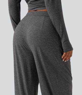 Mid Rise Drawstring Pleated Casual Joggers with Pockets
