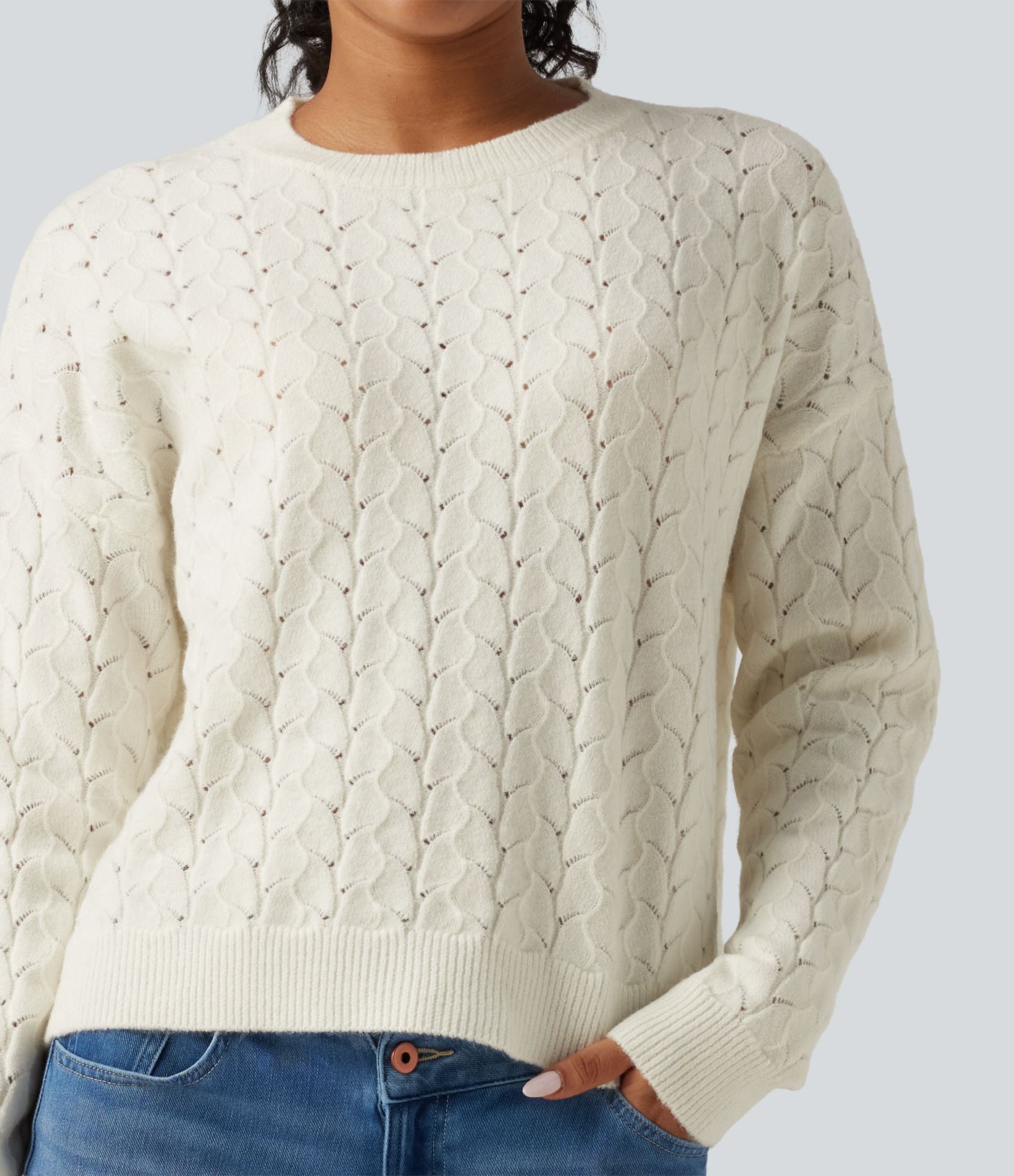 Round Neck Long Sleeve Causal Sweater
