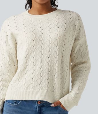 Round Neck Long Sleeve Causal Sweater
