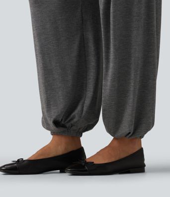 Mid Rise Drawstring Pleated Casual Joggers with Pockets