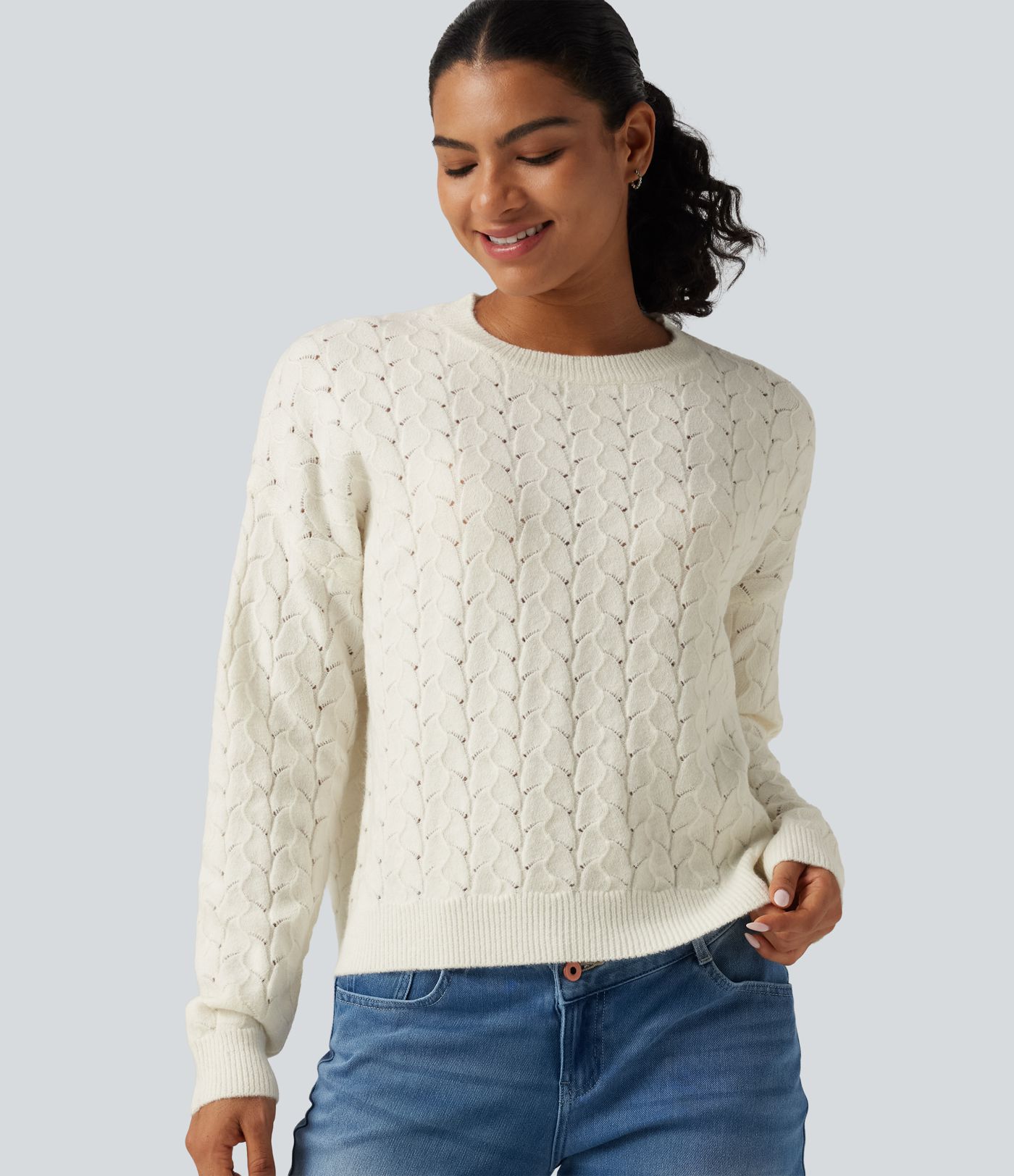 Round Neck Long Sleeve Causal Sweater
