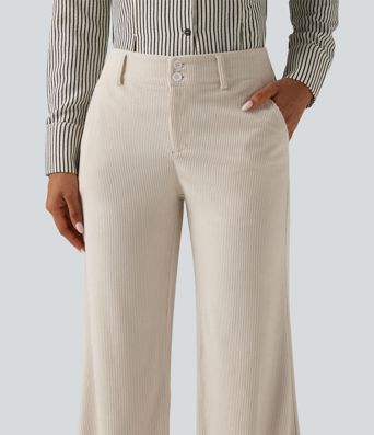 Low Rise Flare Corduroy Casual Pants with Pockets Low Rise Flare Corduroy Casual Pants with Pockets