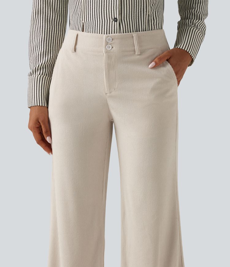 Low Rise Flare Corduroy Casual Pants with Pockets Low Rise Flare Corduroy Casual Pants with Pockets