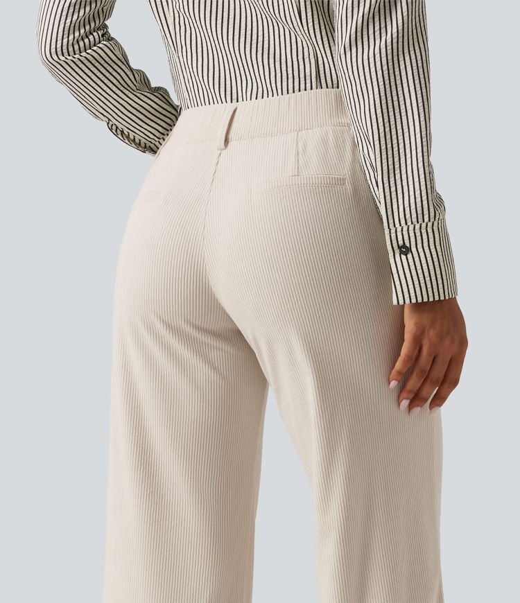 Low Rise Flare Corduroy Casual Pants with Pockets Low Rise Flare Corduroy Casual Pants with Pockets