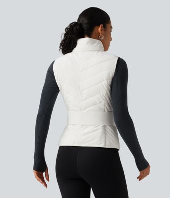 PuffFlex Removable Hood Quilted Casual Padded Vest with Pockets