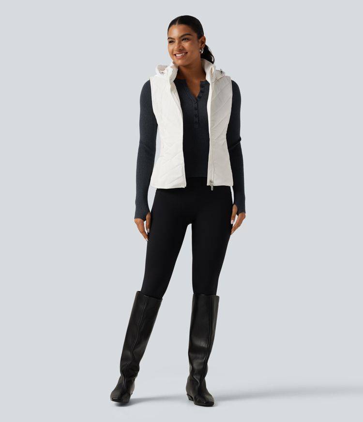 PuffFlex Removable Hood Quilted Casual Padded Vest with Pockets