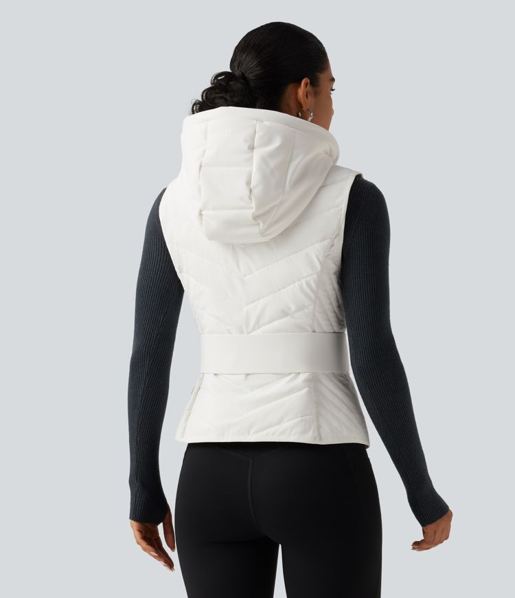 PuffFlex Removable Hood Quilted Casual Padded Vest with Pockets