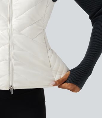 PuffFlex Removable Hood Quilted Casual Padded Vest with Pockets