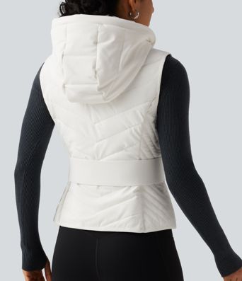 PuffFlex Removable Hood Quilted Casual Padded Vest with Pockets