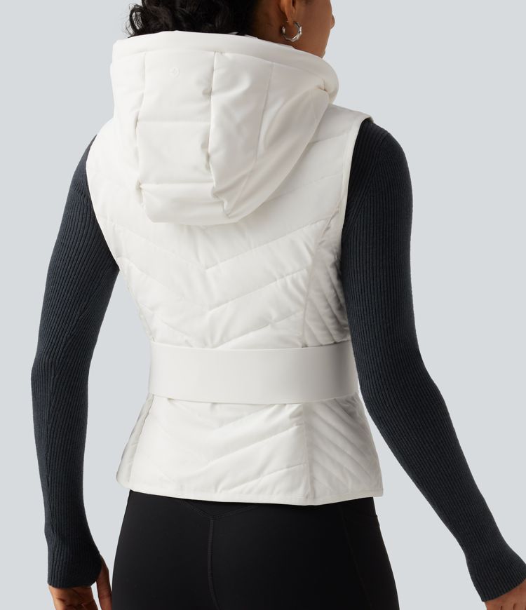 PuffFlex Removable Hood Quilted Casual Padded Vest with Pockets