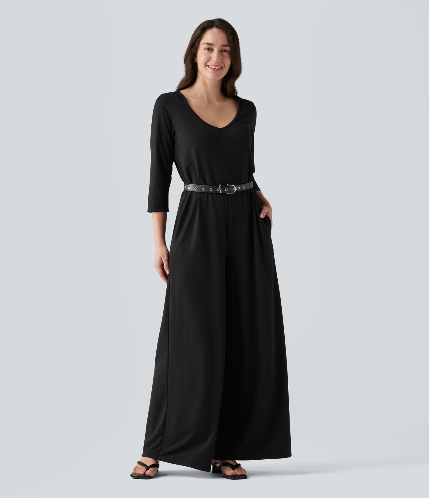 Hooded 3/4 Sleeve Baggy Relaxed Casual Jumpsuit with Pockets Hooded 3/4 Sleeve Baggy Relaxed Casual Jumpsuit with Pockets