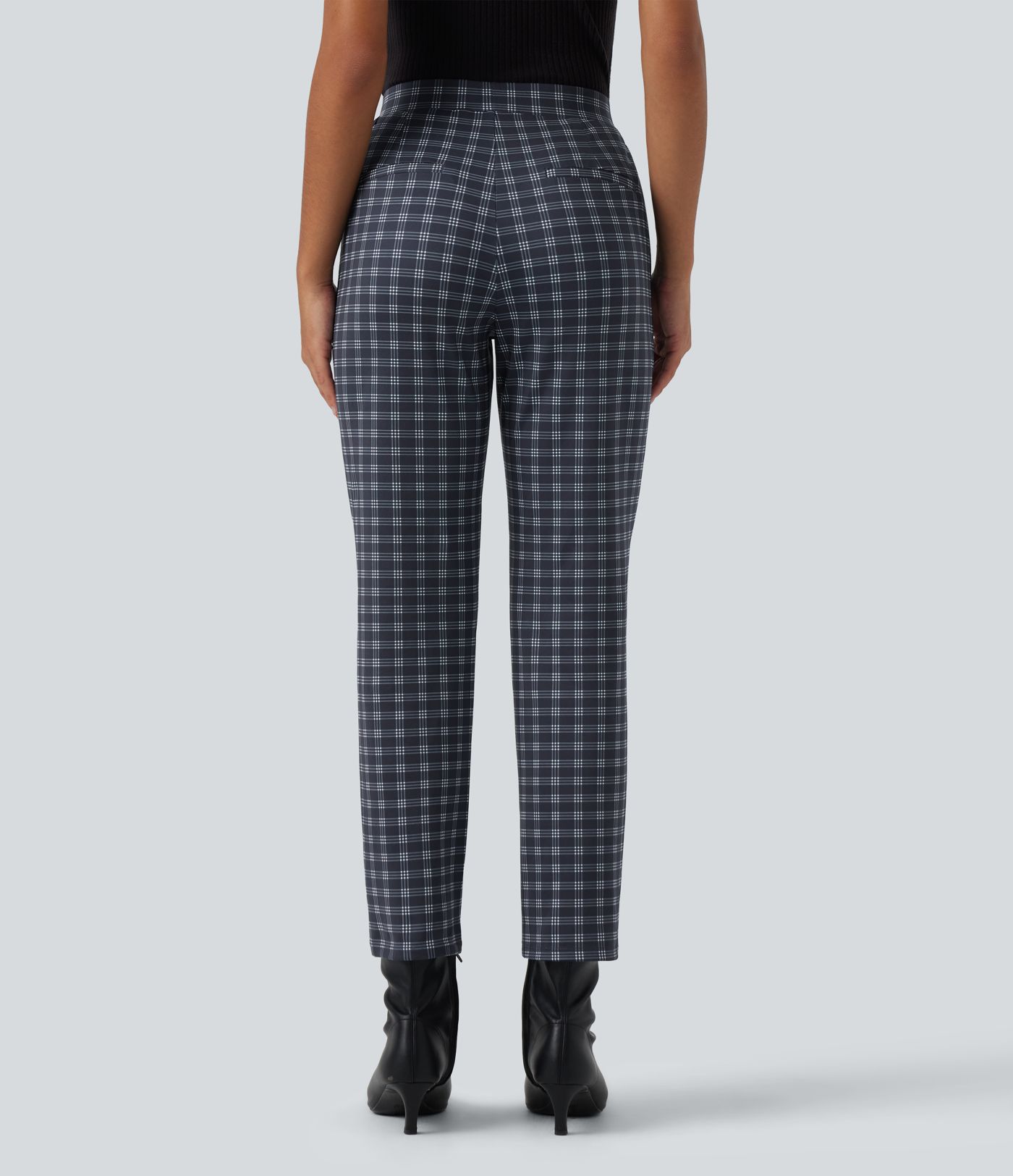 Halara Flex™ - Bürohose mit mittelhohem Bund, Seitentaschen und Karomuster Halara Flex™ - Bürohose mit mittelhohem Bund, Seitentaschen und Karomuster
