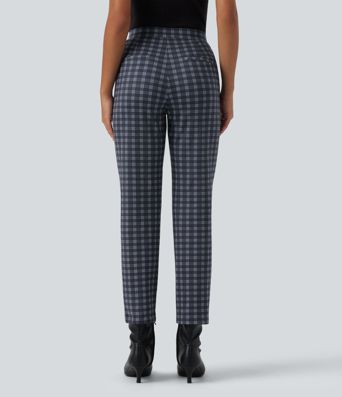 Halara Flex™ - Bürohose mit mittelhohem Bund, Seitentaschen und Karomuster Halara Flex™ - Bürohose mit mittelhohem Bund, Seitentaschen und Karomuster