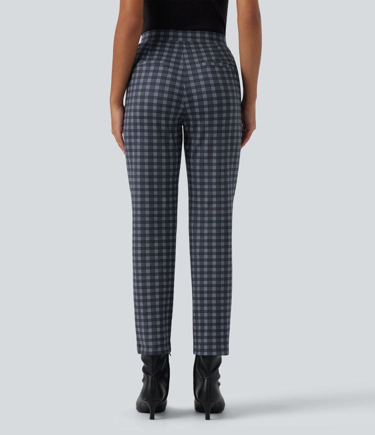Halara Flex™ - Bürohose mit mittelhohem Bund, Seitentaschen und Karomuster Halara Flex™ - Bürohose mit mittelhohem Bund, Seitentaschen und Karomuster