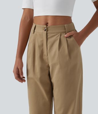 Low Rise Relaxed Rolled Hem Tapered Rolled Hem Cotton Casual Pants with Pockets