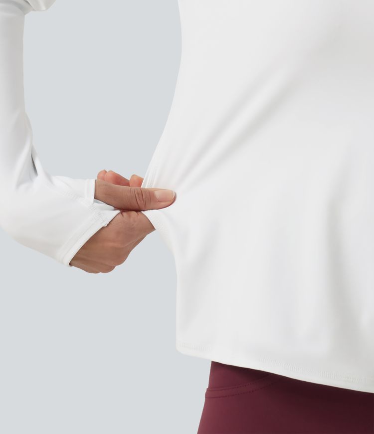 SoftlyZero™ Airy Quick Dry Round Neck Raglan Long Sleeve Mesh Back Crossover Yoga Sports Top with Thumb Holes SoftlyZero™ Airy Quick Dry Round Neck Raglan Long Sleeve Mesh Back Crossover Yoga Sports Top with Thumb Holes