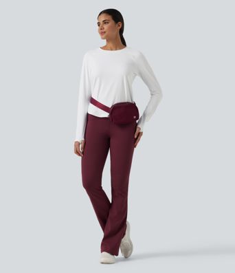 SoftlyZero™ Airy Quick Dry Round Neck Raglan Long Sleeve Mesh Back Crossover Yoga Sports Top with Thumb Holes SoftlyZero™ Airy Quick Dry Round Neck Raglan Long Sleeve Mesh Back Crossover Yoga Sports Top with Thumb Holes