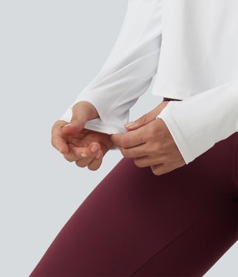 SoftlyZero™ Airy Quick Dry Round Neck Raglan Long Sleeve Mesh Back Crossover Yoga Sports Top with Thumb Holes SoftlyZero™ Airy Quick Dry Round Neck Raglan Long Sleeve Mesh Back Crossover Yoga Sports Top with Thumb Holes