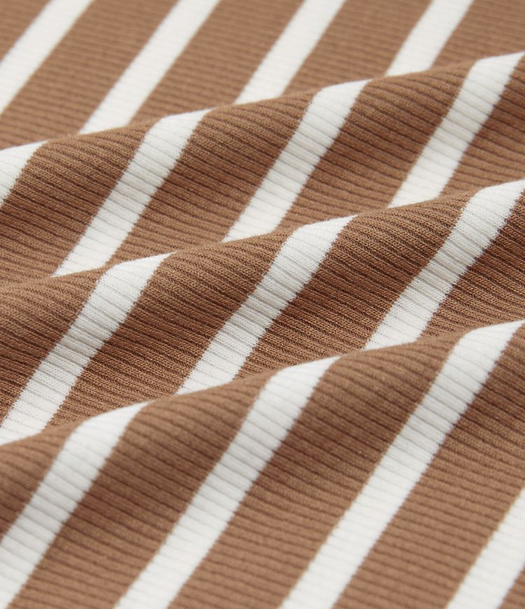 Pantalon en maille côtelée à rayures, taille mi-haute et coupe large avec poches