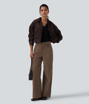Lässige Cordhose mit mittelhohem Bund, mehreren Taschen und geradem Bein Lässige Cordhose mit mittelhohem Bund, mehreren Taschen und geradem Bein