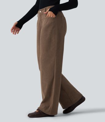 Lässige Cordhose mit mittelhohem Bund, mehreren Taschen und geradem Bein Lässige Cordhose mit mittelhohem Bund, mehreren Taschen und geradem Bein