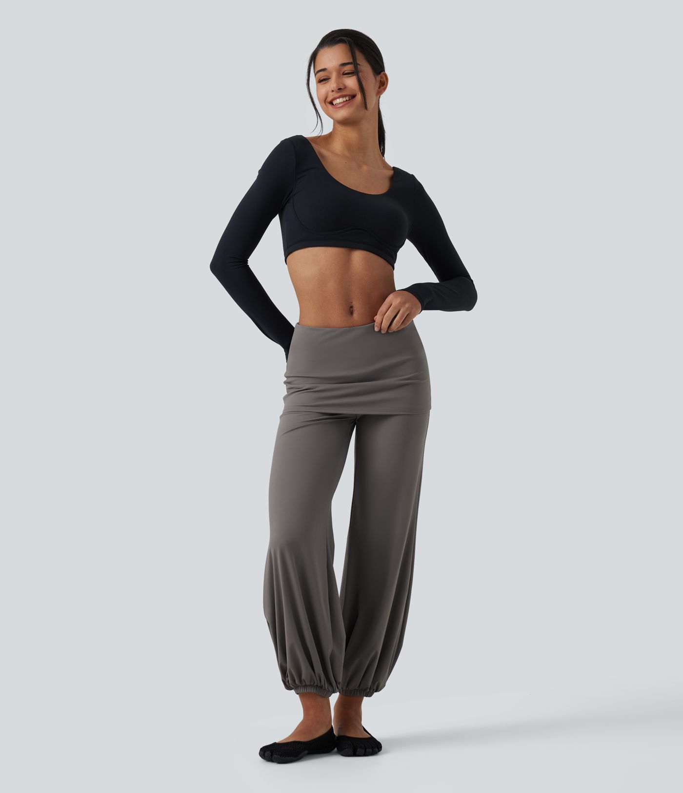 SoftlyZero™ Airy Low Rise Tapered InstantCool Yoga Skirted Joggers with Pockets