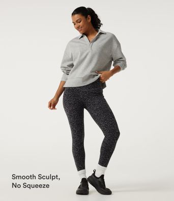 Halara UltraSculpt™ Extra Heat Leopard Print High Waisted Tummy Control Fleece Workout Leggings with Pockets