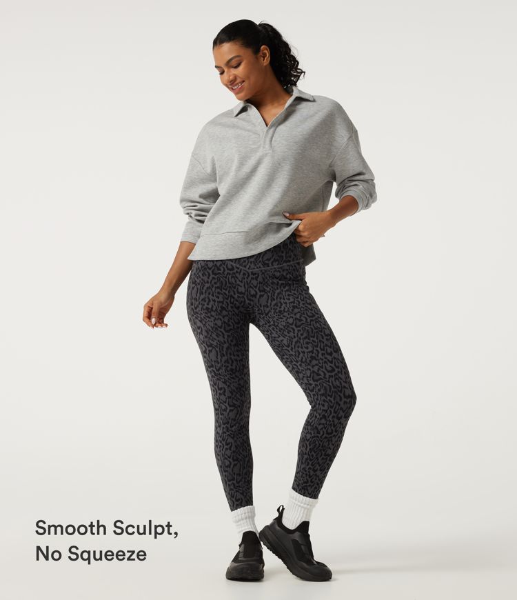 Halara UltraSculpt™ Extra Heat Leopard Print High Waisted Tummy Control Fleece Workout Leggings with Pockets