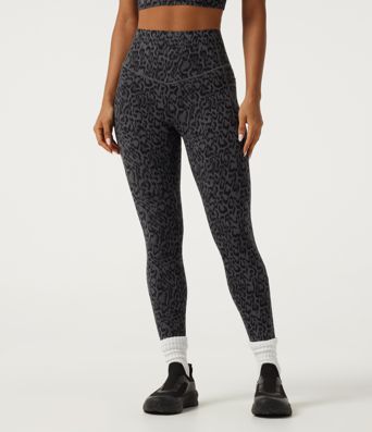 Halara UltraSculpt™ Extra Heat Leopard Print High Waisted Tummy Control Fleece Workout Leggings with Pockets