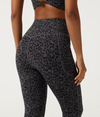 Halara UltraSculpt™ Extra Heat Leopard Print High Waisted Tummy Control Fleece Workout Leggings with Pockets