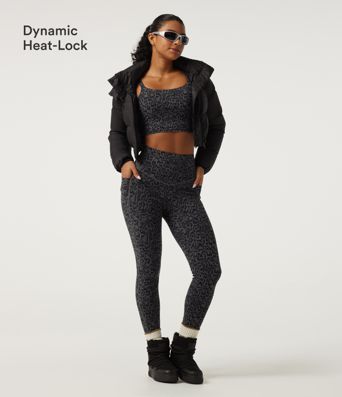 Halara UltraSculpt™ Extra Heat Leopard Print High Waisted Tummy Control Fleece Workout Leggings with Pockets