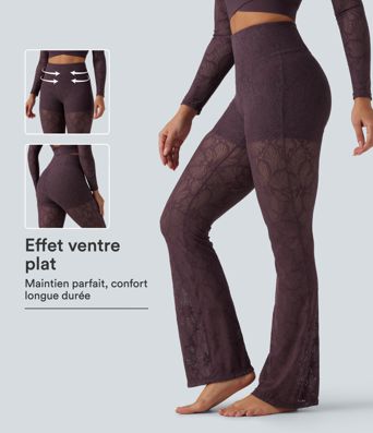 Legging de yoga flare Halara UltraSculpt™ taille haute gainant avec dentelle contrastée et poche