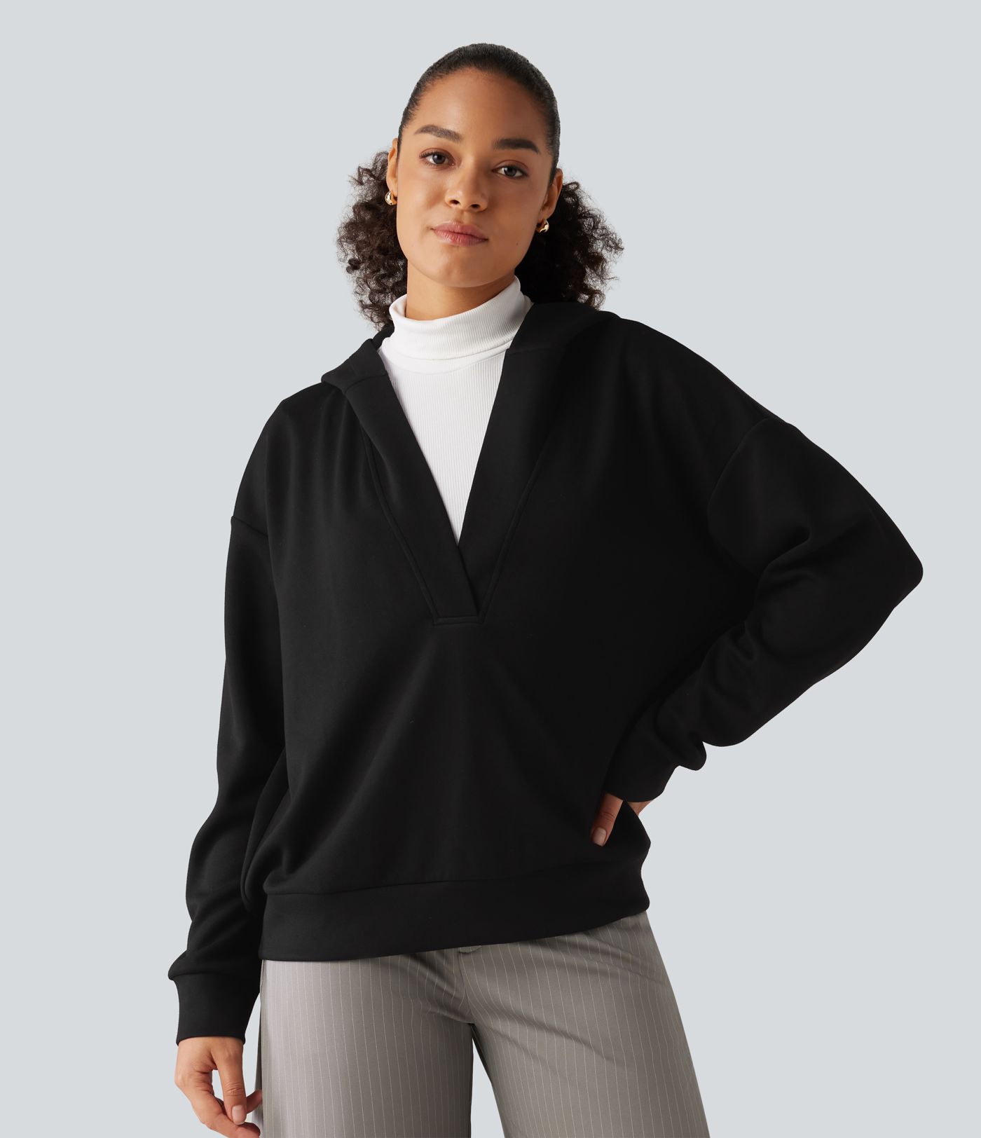 Hooded Dropped Shoulder Long Sleeve Work Sweatshirt Hooded Dropped Shoulder Long Sleeve Work Sweatshirt
