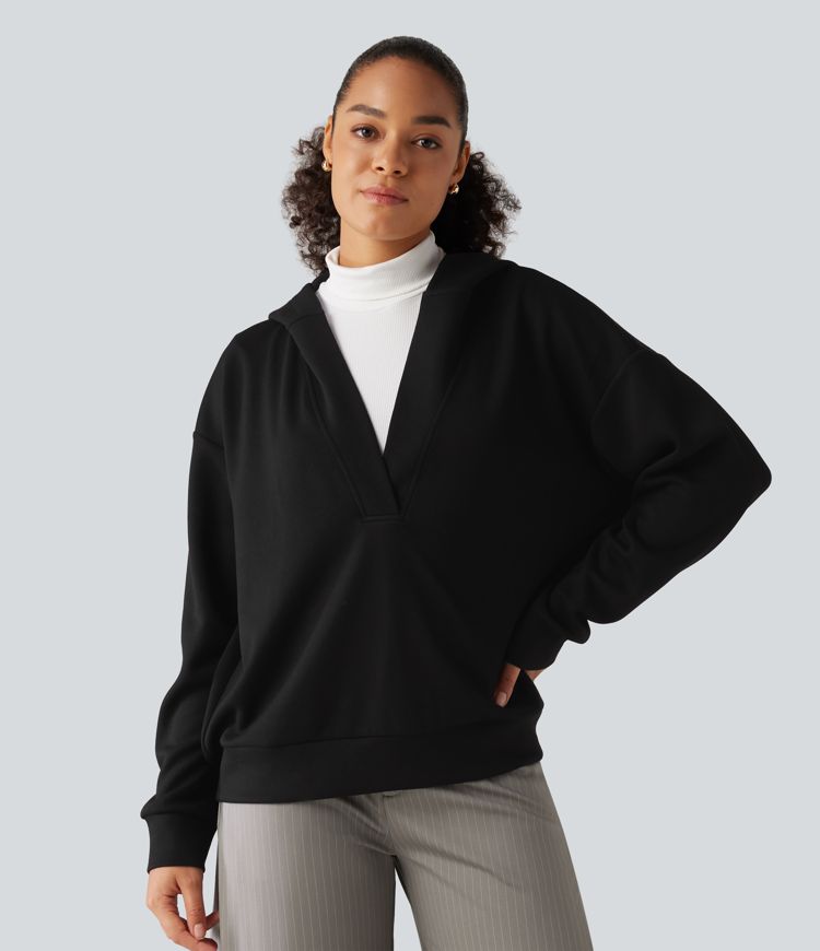 Hooded Dropped Shoulder Long Sleeve Work Sweatshirt Hooded Dropped Shoulder Long Sleeve Work Sweatshirt