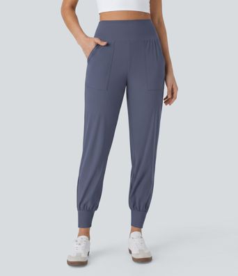 Jogging Casual Uni Taille Haute Poche Latérale Jogging Casual Uni Taille Haute Poche Latérale