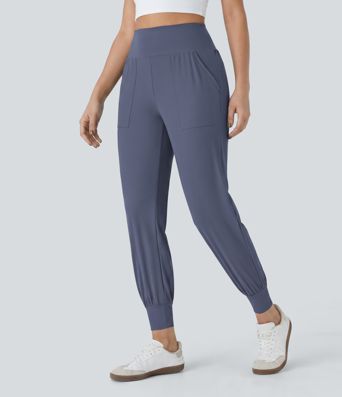 Jogging Casual Uni Taille Haute Poche Latérale Jogging Casual Uni Taille Haute Poche Latérale