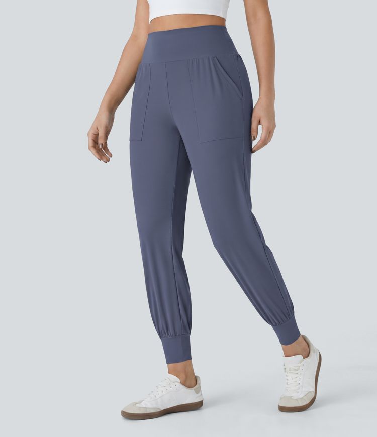Jogging Casual Uni Taille Haute Poche Latérale Jogging Casual Uni Taille Haute Poche Latérale