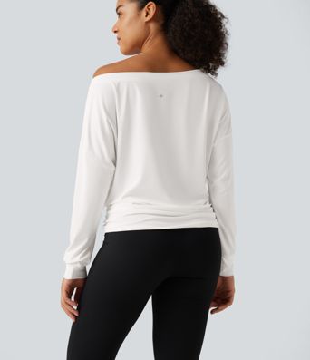 Top deportivo para yoga de manga larga con fruncidos Top deportivo para yoga de manga larga con fruncidos