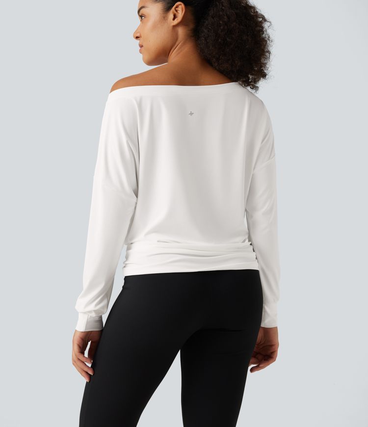 Top deportivo para yoga de manga larga con fruncidos Top deportivo para yoga de manga larga con fruncidos