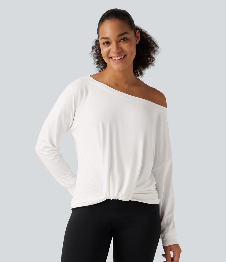 Top deportivo para yoga de manga larga con fruncidos Top deportivo para yoga de manga larga con fruncidos